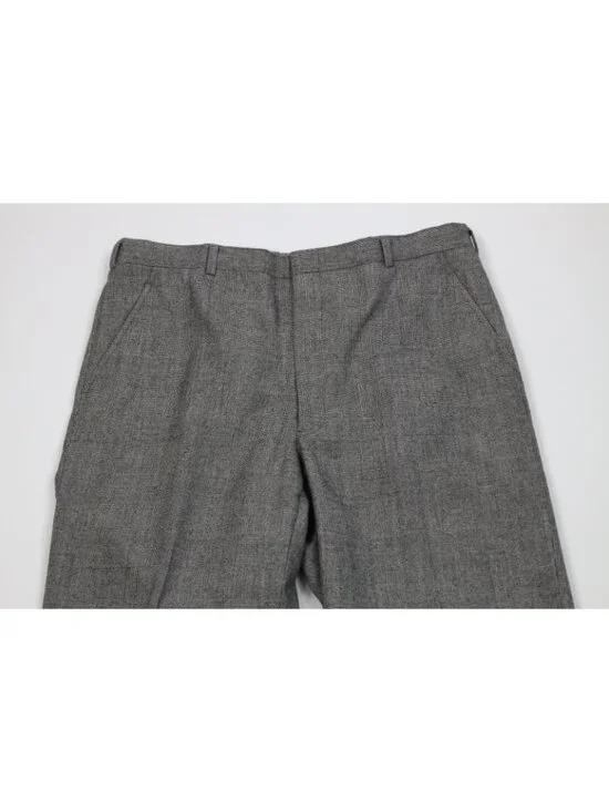 Vintage 70s Christian Dior Mens 34x34 Heavy Wool Knit Wide Leg Chino Pants Plaid - Picture 2 of 15
